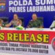 Pengiriman Narkotika Lintas Wilayah Digagalkan, 30 Kg Sabu dan 20 Ribu Ekstasi Disita Polres Labuhanbatu